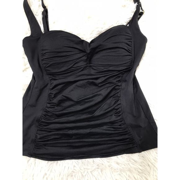 La Blanca Rod Beattie Swim Top Swimsuit Tankini Sz 8 Black Twist Front Bikini - Picture 2 of 7